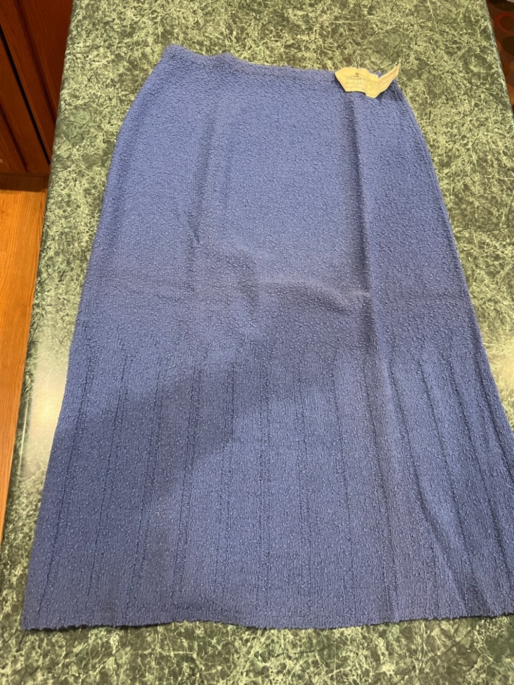 Vintage Blue Textured Knit Two-Piece Skirt and shirt Set - Picture 7 of 11